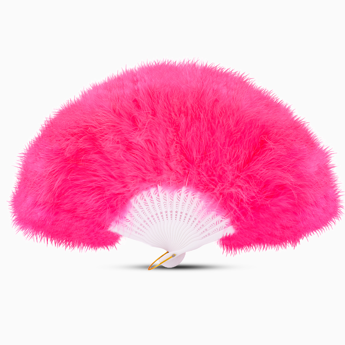 A Soft Pink marabou feather fan displayed against a clean white background.