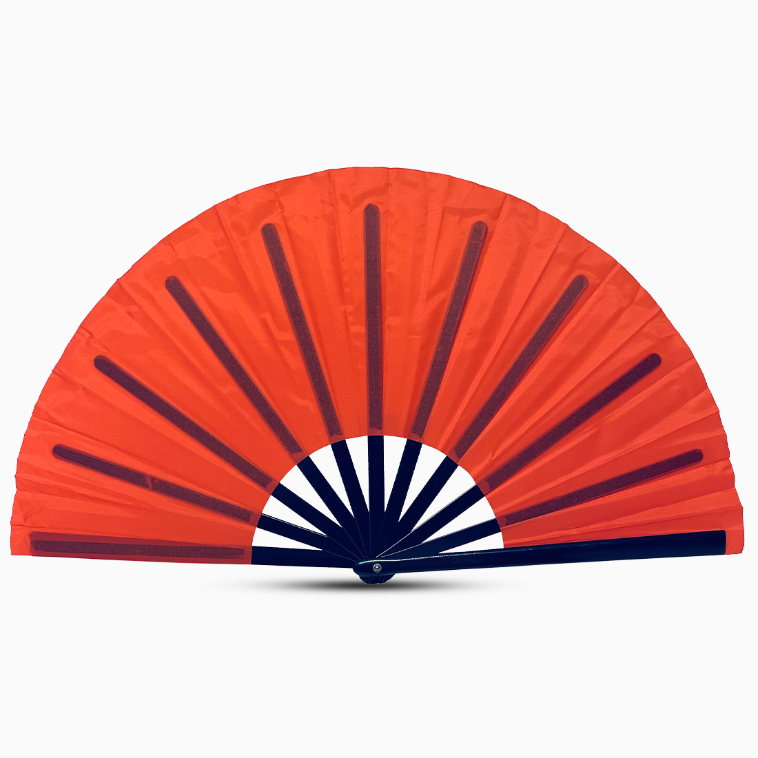 Stylish sunset glow fan with a black handle, part of the Raveglow series, ideal for vibrant events and gatherings.