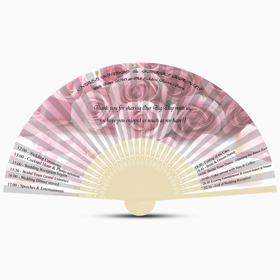 elegant wedding program hand fan