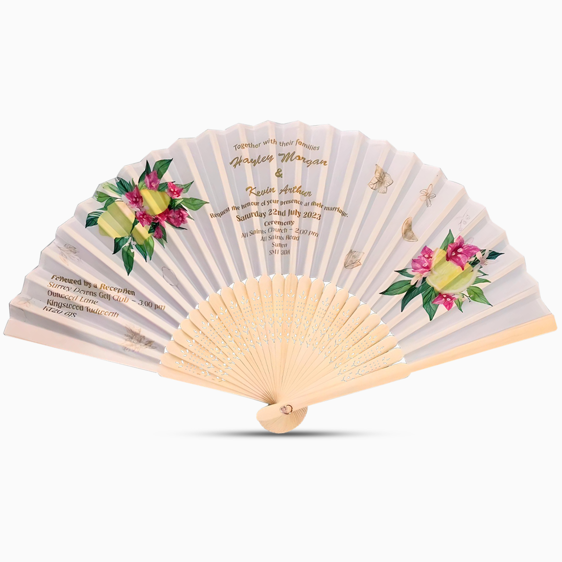 elegant wedding program hand fan