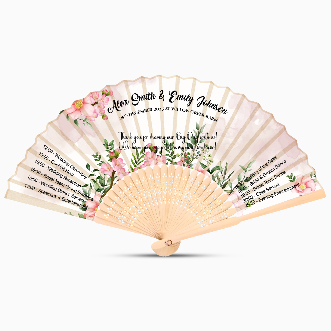 elegant wedding program hand fan
