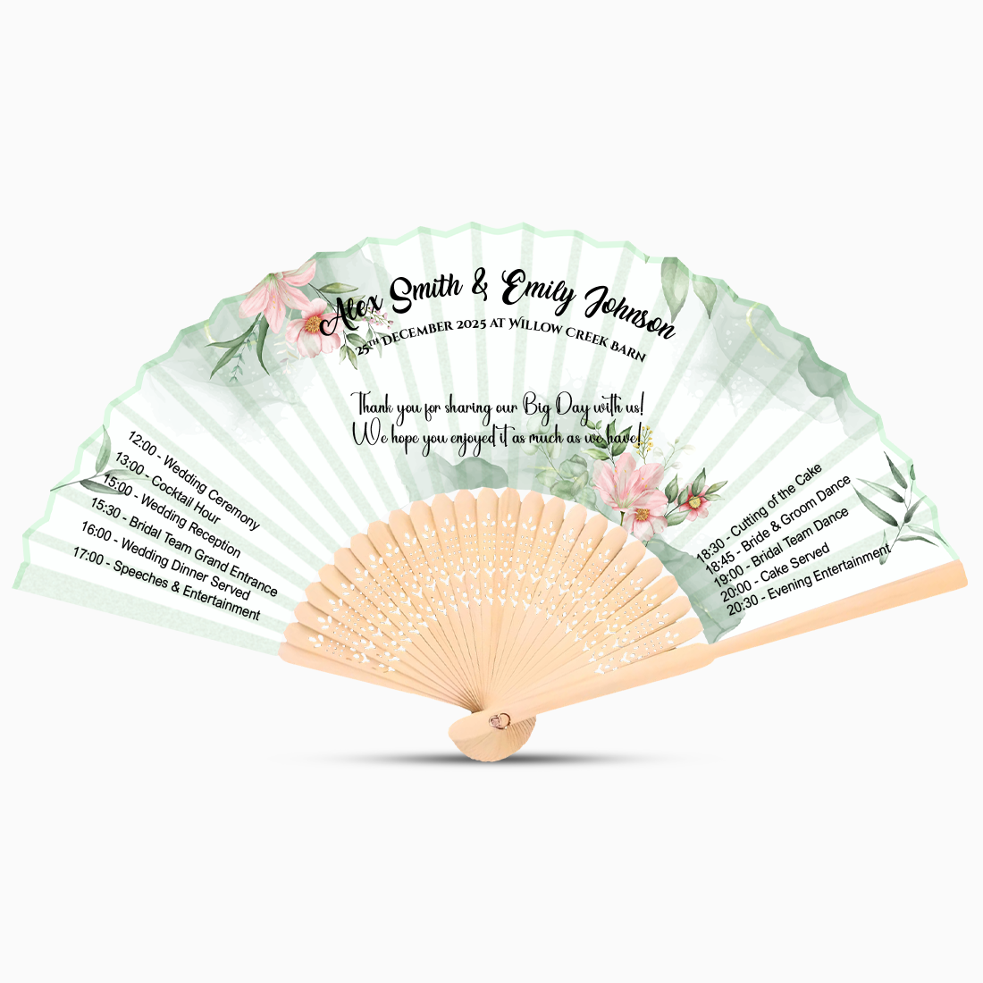 elegant wedding program hand fan