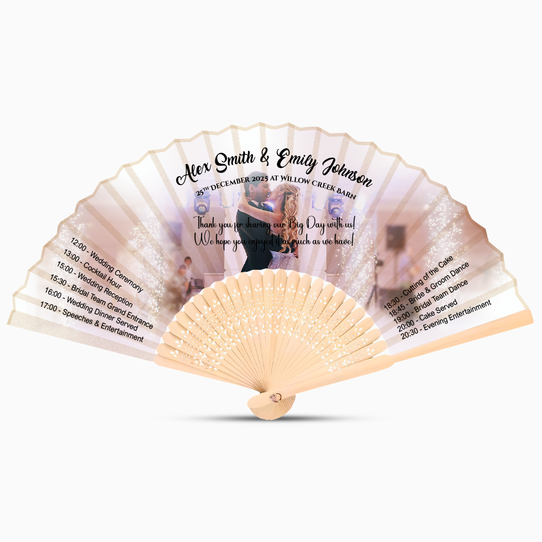 elegant wedding program hand fan