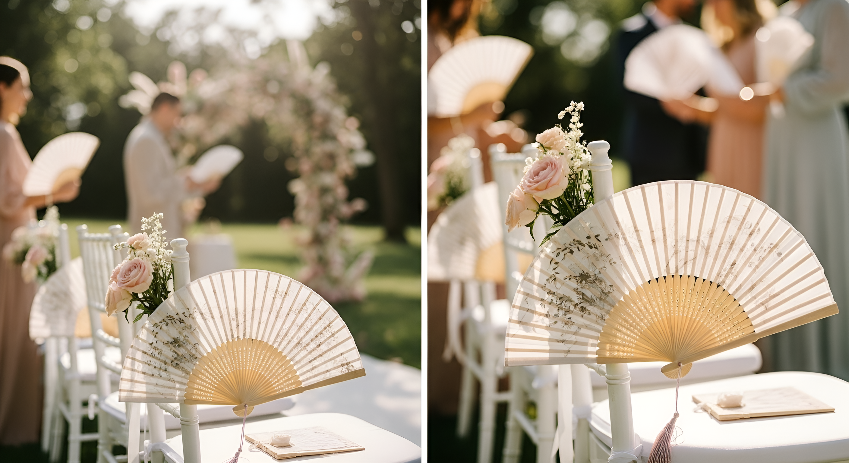 Folding Hand Fans as Reusable Wedding Keepsakes