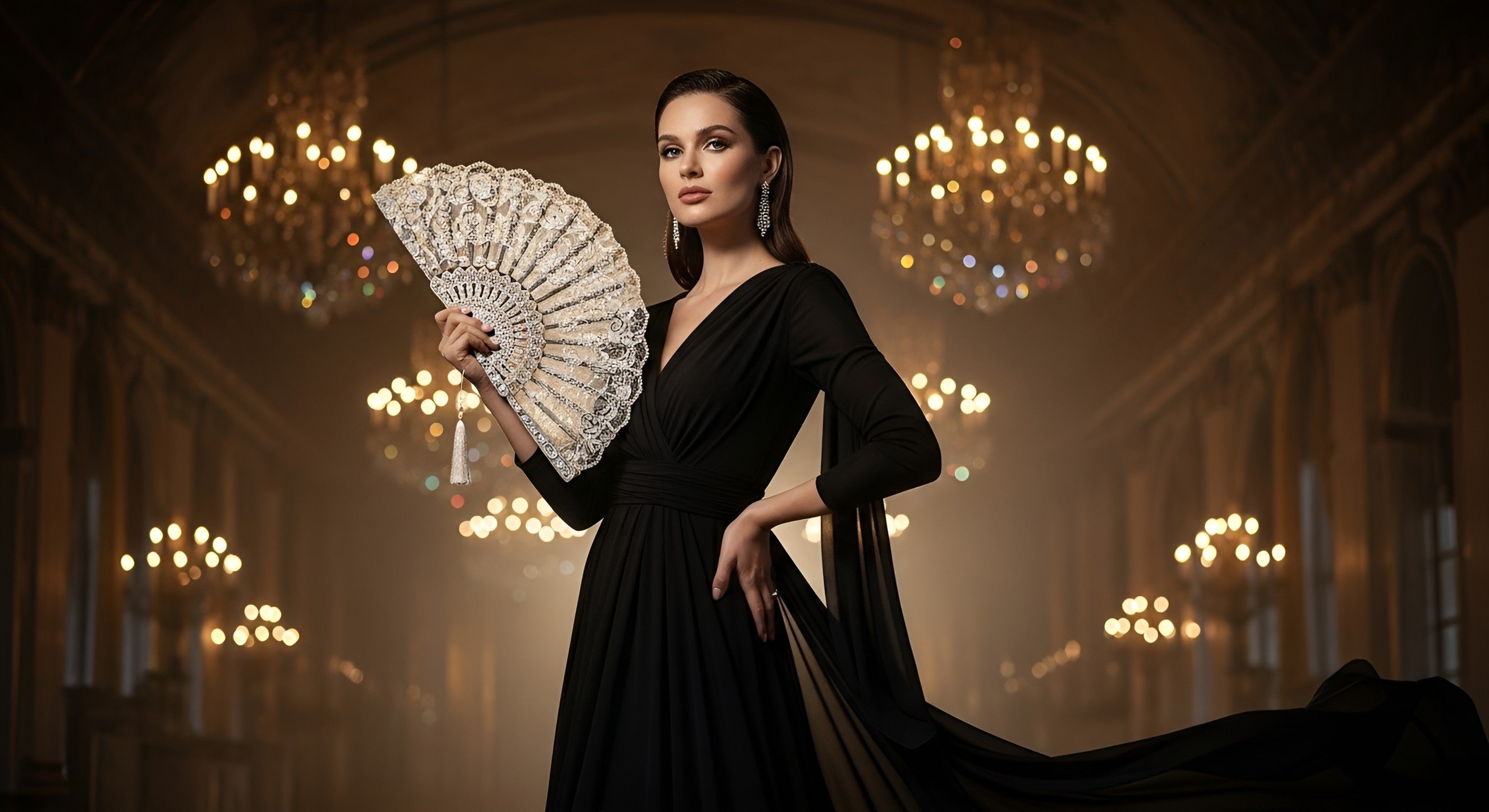 Matching Folding Fans With Eveningwear