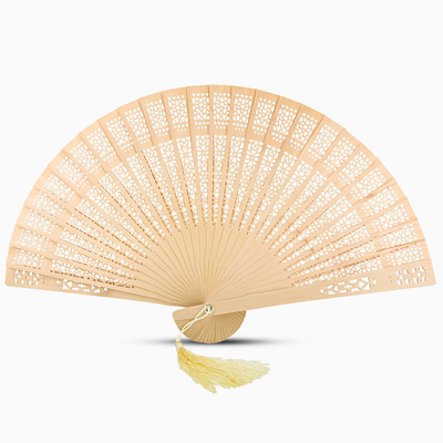 Sandalwood fan showcasing elegant craftsmanship and natural materials.