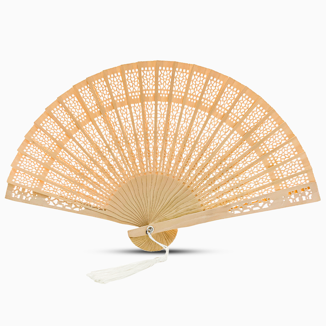 Sandalwood fan showcasing elegant craftsmanship and natural materials.
