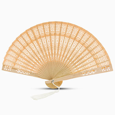 Sandalwood fan showcasing elegant craftsmanship and natural materials.