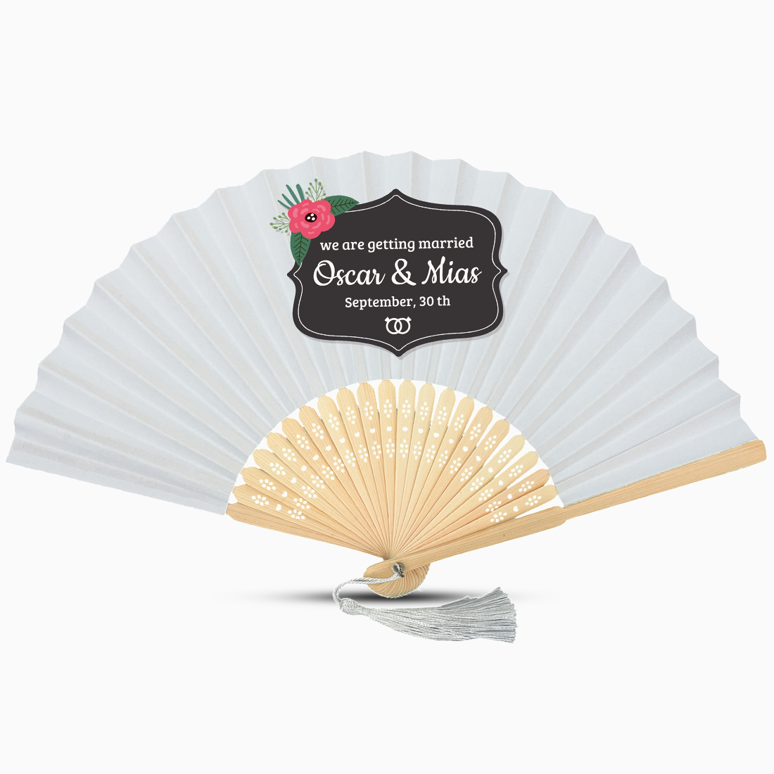 elegant wedding fan with custom logo