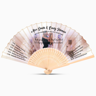 elegant wedding program hand fan